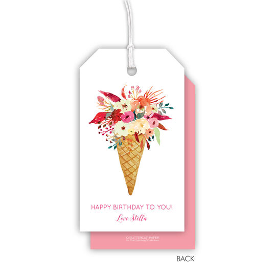 Pink Floral Cone Hanging Gift Tags